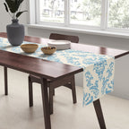 Elegant Air Blue Damask Pattern Table Runner Gallery Image 2