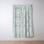 Elegant Air Blue Damask Pattern Window Curtain Gallery Image 3