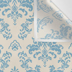 Elegant Air Blue Damask Pattern Wall Tapestry Gallery Image 3
