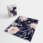 Festive, Modern, Floral Prints, Pink and Navy Jigsaw Puzzle Gallery Image 2