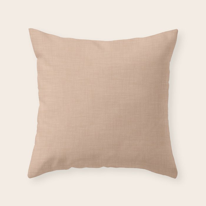 Cozy Linen Effect in Amberlight Cream Throw Pillow Gallery Image 1