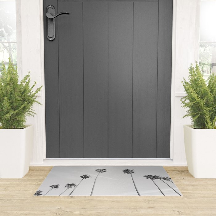 Black & White Palm Trees, Beach Palms Welcome Mat Gallery Image 3