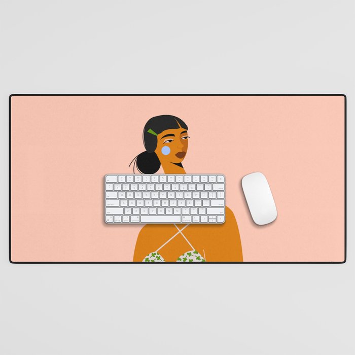 Green Hair Clip Desk Mat Gallery Image 1