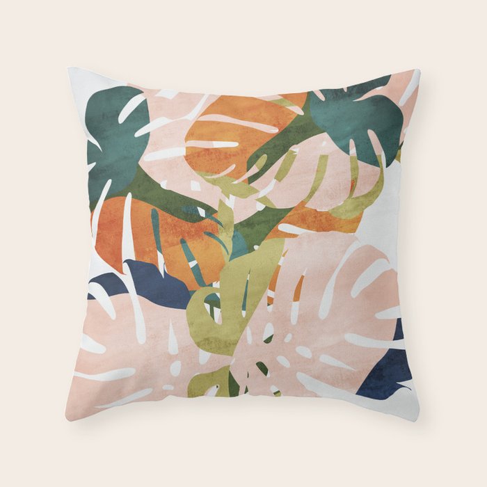 Monstera delight Throw Pillow Gallery Image 6