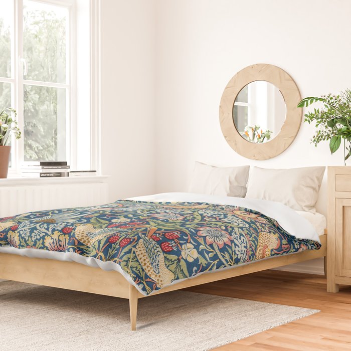 William Morris Strawberry Thief Blue 1883 Vintage Botanical Pattern Duvet Cover Gallery Image 2