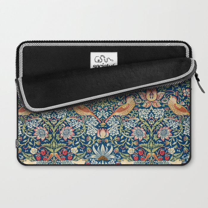 William Morris Strawberry Thief Blue 1883 Vintage Botanical Pattern Laptop Sleeve Gallery Image 2
