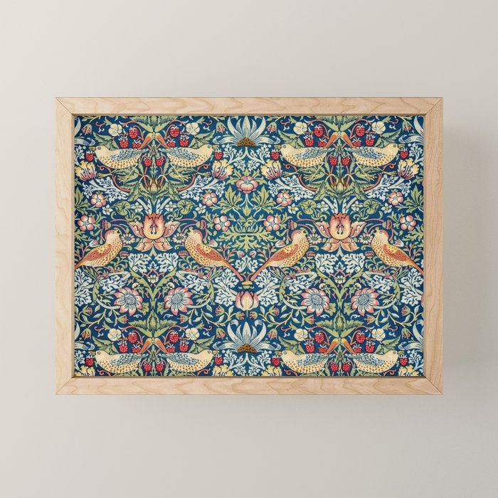 William Morris Strawberry Thief Blue 1883 Vintage Botanical Pattern Mini Art Print Gallery Image 1