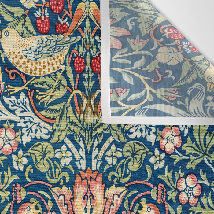 William Morris Strawberry Thief Blue 1883 Vintage Botanical Pattern Wall Tapestry Gallery Image 3
