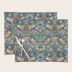 William Morris Strawberry Thief Blue 1883 Vintage Botanical Pattern Placemat Gallery Image 1