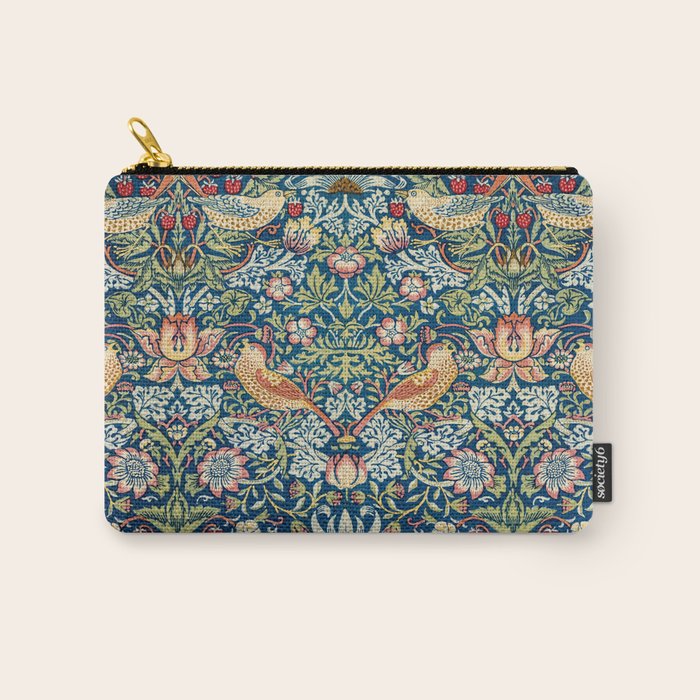 William Morris Strawberry Thief Blue 1883 Vintage Botanical Pattern Carry All Pouch Gallery Image 1