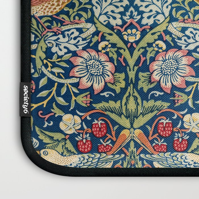 William Morris Strawberry Thief Blue 1883 Vintage Botanical Pattern Laptop Sleeve Gallery Image 3