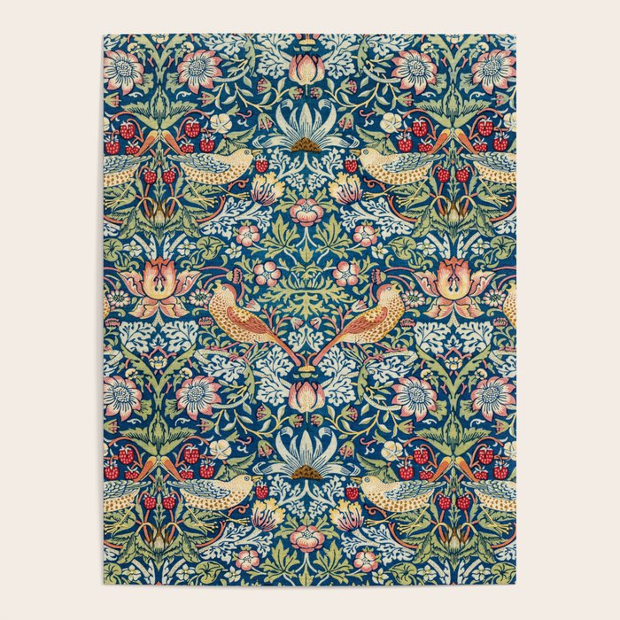 William Morris Strawberry Thief Blue 1883 Vintage Botanical Pattern Poster Gallery Image 4