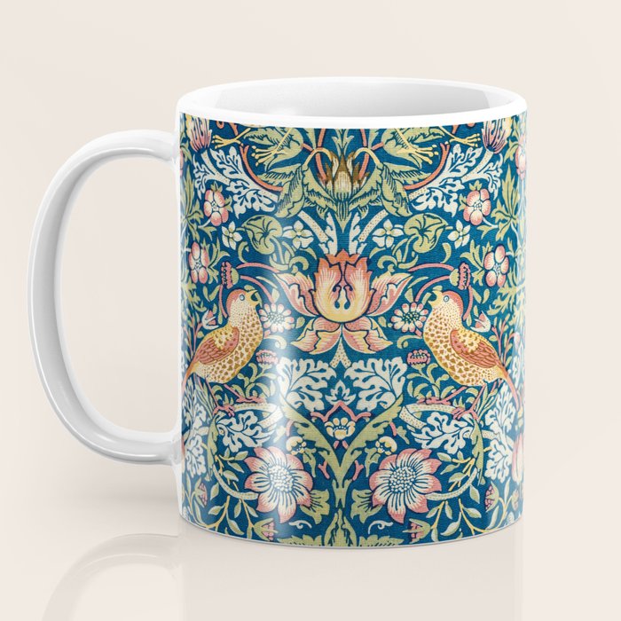 William Morris Strawberry Thief Blue 1883 Vintage Botanical Pattern Coffee Mug Gallery Image 3
