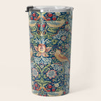 William Morris Strawberry Thief Blue 1883 Vintage Botanical Pattern Travel Mug Gallery Image 3