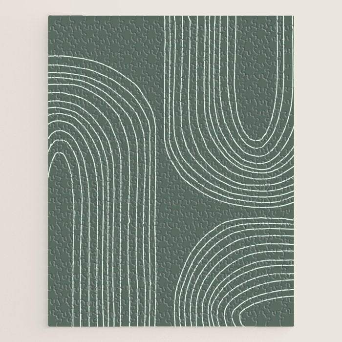 Hand drawn Geometric Lines in Forest Green 3 Jigsaw Puzzle Gallery Image 1