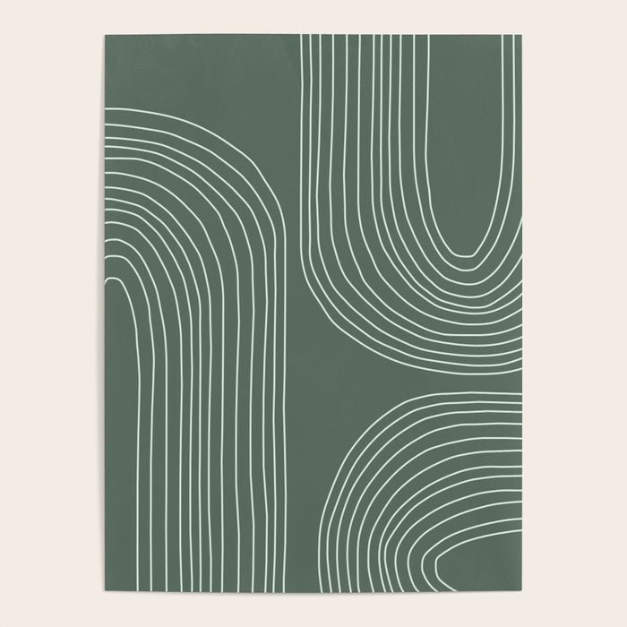 Hand drawn Geometric Lines in Forest Green 3 Poster Gallery Image 1