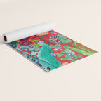 Red floral Jungle Garden Botanical featuring Proteas, Reeds, Eucalyptus, Ferns and Birds of Paradise Yoga Mat Gallery Image 2
