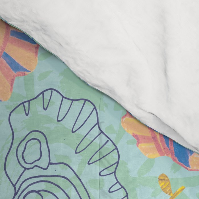 Coastal Oysters on the Beach in Seafoam Green Comforter Gallery Image 4