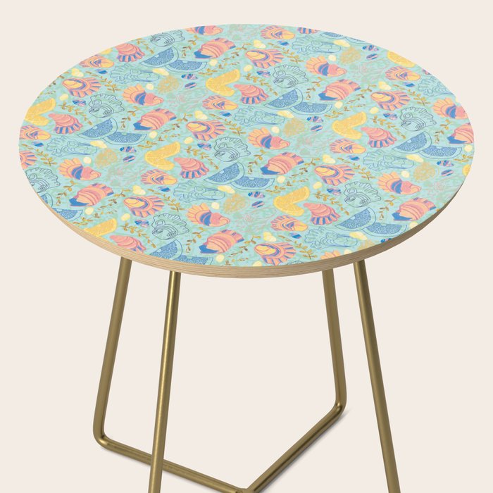 Coastal Oysters on the Beach in Seafoam Green Side Table Gallery Image 2