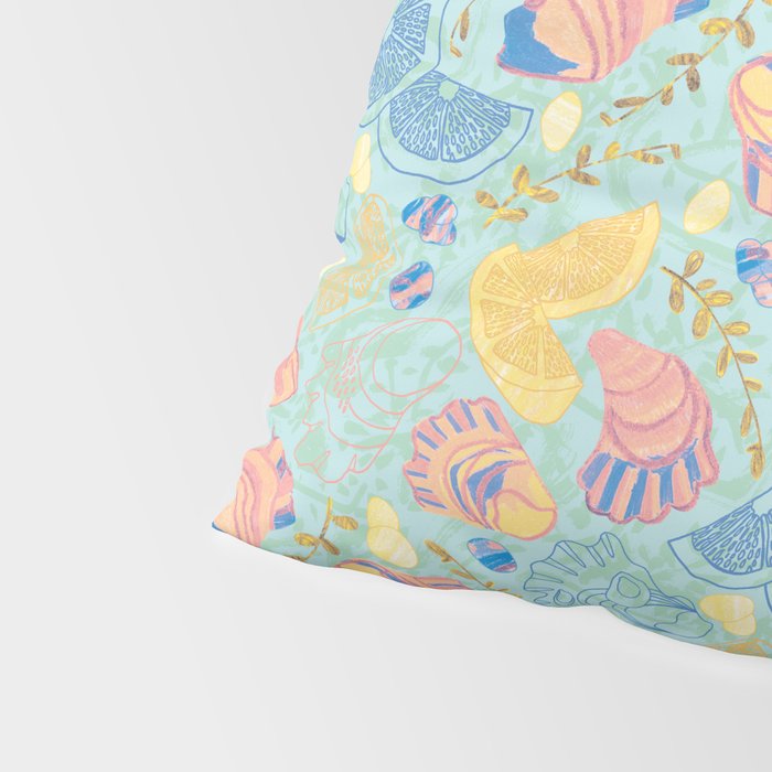 Coastal Oysters on the Beach in Seafoam Green Pillow Sham Gallery Image 4