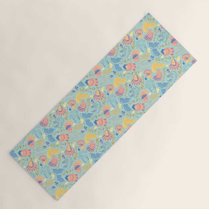 Coastal Oysters on the Beach in Seafoam Green Yoga Mat Gallery Image 1