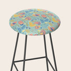 Coastal Oysters on the Beach in Seafoam Green Stool Gallery Image 2