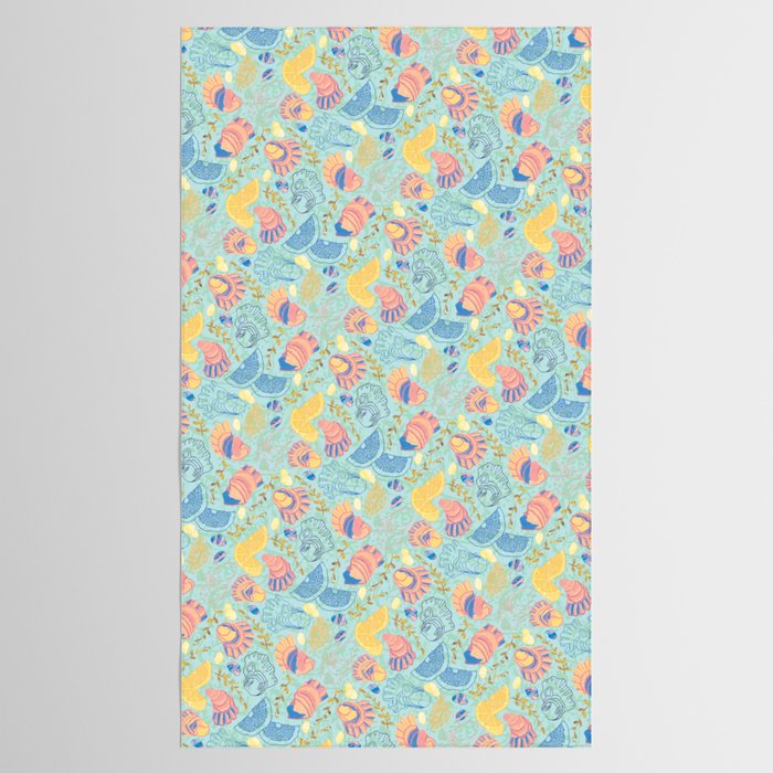 Coastal Oysters on the Beach in Seafoam Green Tablecloth Gallery Image 2