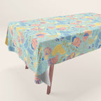Coastal Oysters on the Beach in Seafoam Green Tablecloth Gallery Image 1