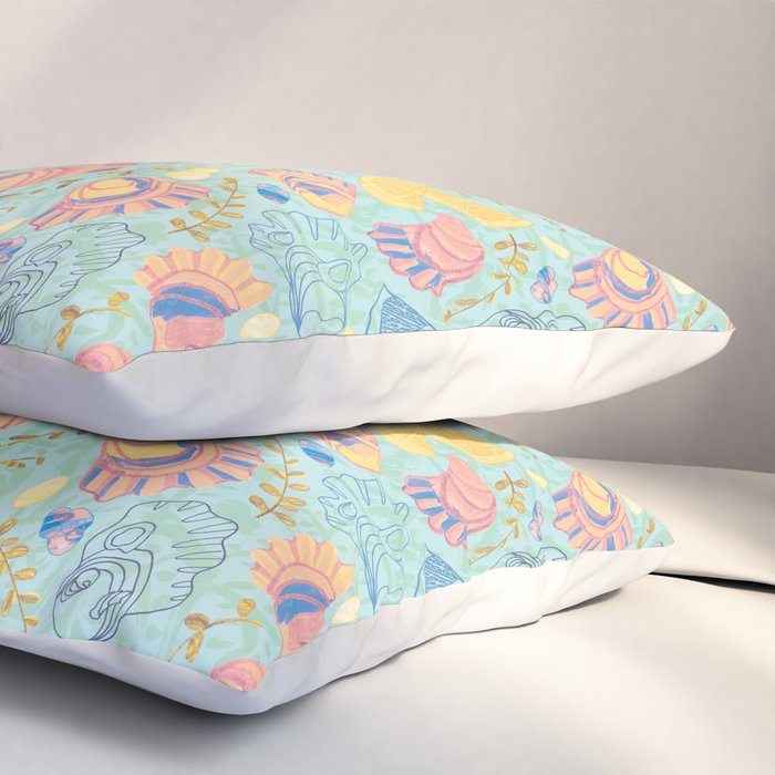 Coastal Oysters on the Beach in Seafoam Green Pillow Sham Gallery Image 3
