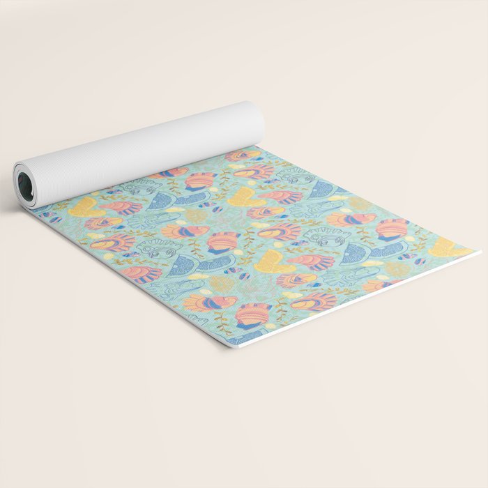 Coastal Oysters on the Beach in Seafoam Green Yoga Mat Gallery Image 2