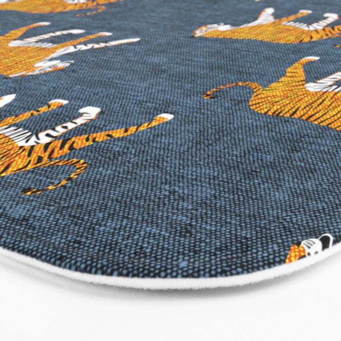 walking tigers - blue Bath Mat Gallery Image 3