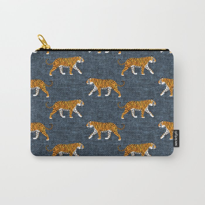 walking tigers - blue Carry All Pouch Gallery Image 1