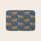 walking tigers - blue Bath Mat Gallery Image 1