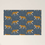 walking tigers - blue Welcome Mat Gallery Image 1