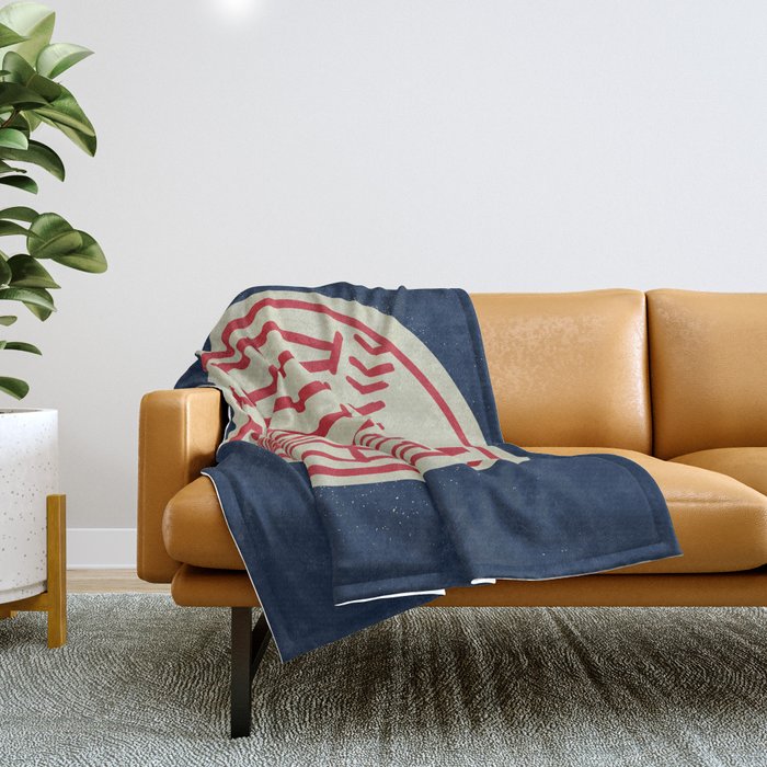 Atlanta Georgia Baseball - Hand Drawn, Script Typography Throw Blanket Gallery Image 1