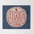 Atlanta Georgia Baseball - Hand Drawn, Script Typography Throw Blanket Gallery Image 2