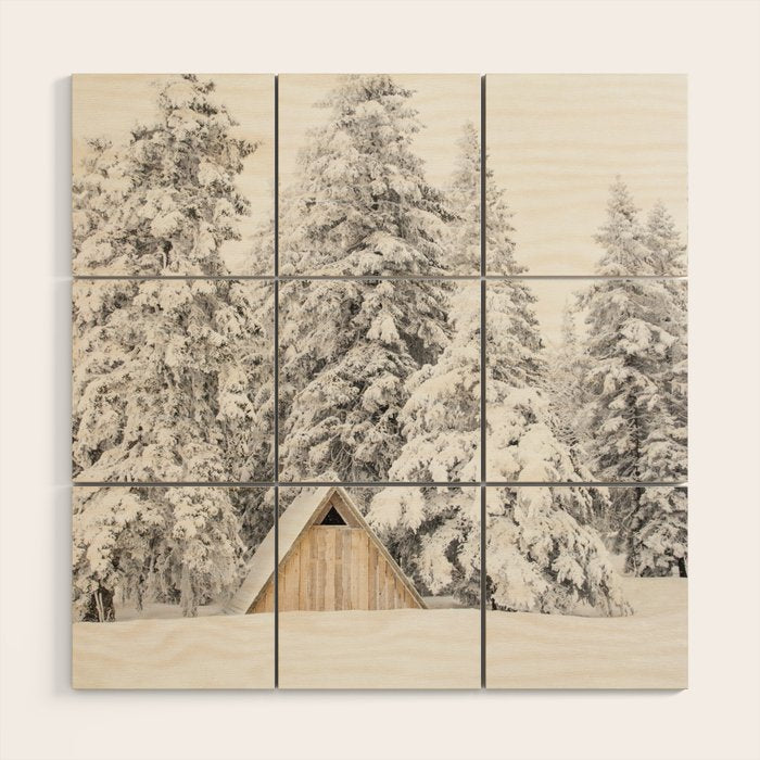 Snow Covered Trees Winter Forest Cabin  Wood Wall Art Gallery Image 1