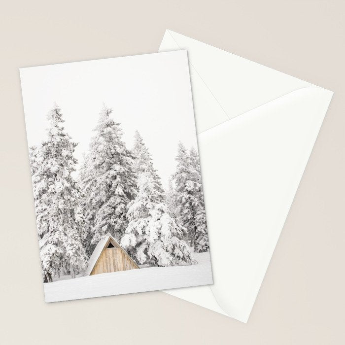 Snow Covered Trees Winter Forest Cabin  Stationery Card Gallery Image 2