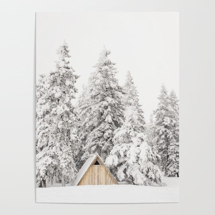 Snow Covered Trees Winter Forest Cabin  Poster Gallery Image 1