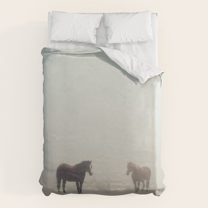 Horses in the Mist I Duvet Cover Gallery Image 1