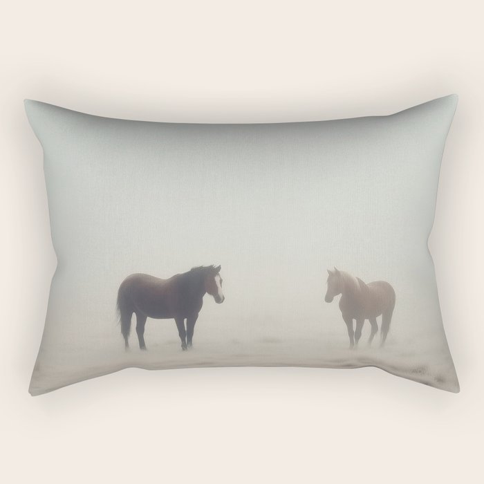 Horses in the Mist I Rectangular Pillow Gallery Image 2