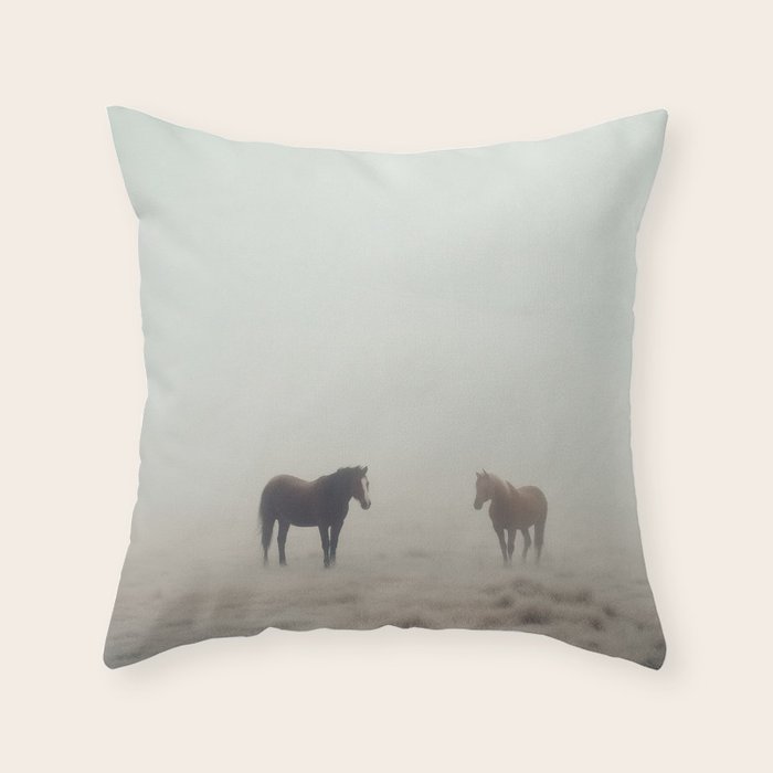 Horses in the Mist I Throw Pillow Gallery Image 1