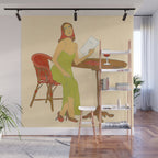Woman at a Cafe in Rome Wall Mural Gallery Image 1