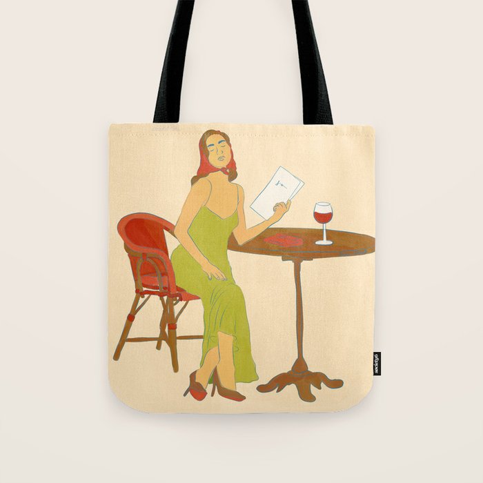 Woman at a Cafe in Rome Tote Bag Gallery Image 1