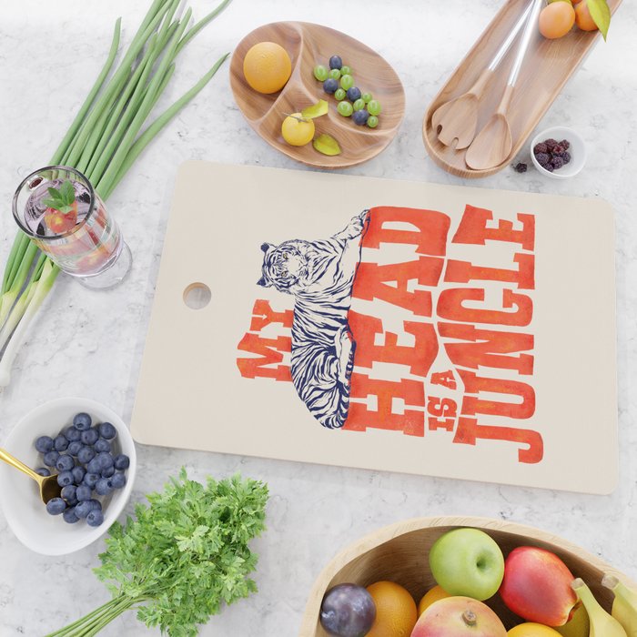 My Head is a Jungle-Tiger typography Cutting Board Gallery Image 2