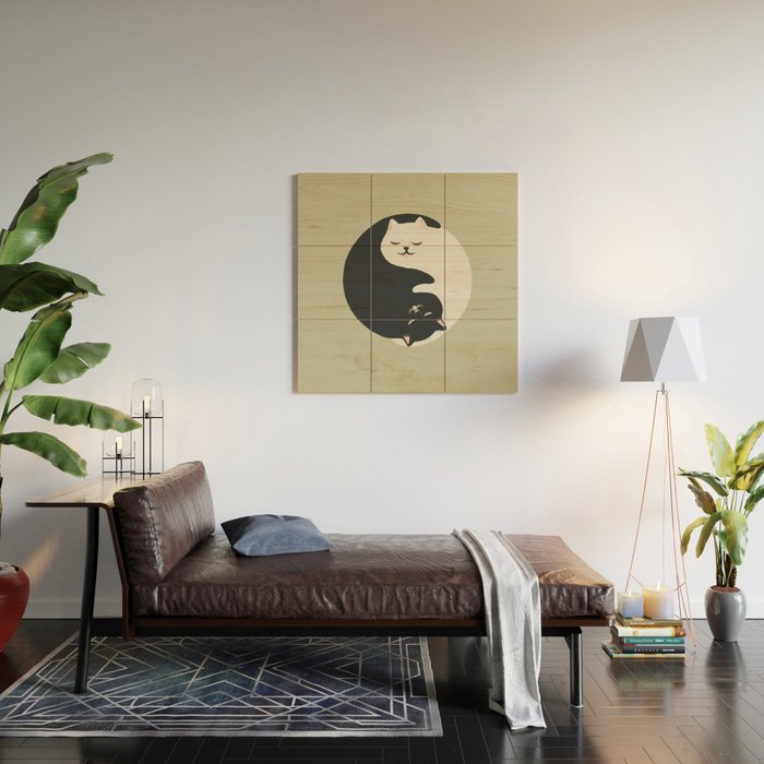 Hidden cat 26 yin yang hug Wood Wall Art Gallery Image 2