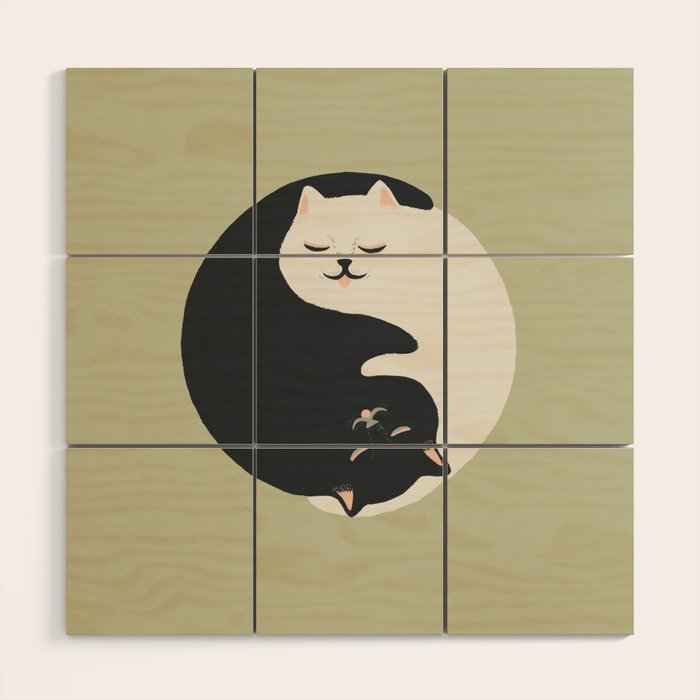 Hidden cat 26 yin yang hug Wood Wall Art Gallery Image 1