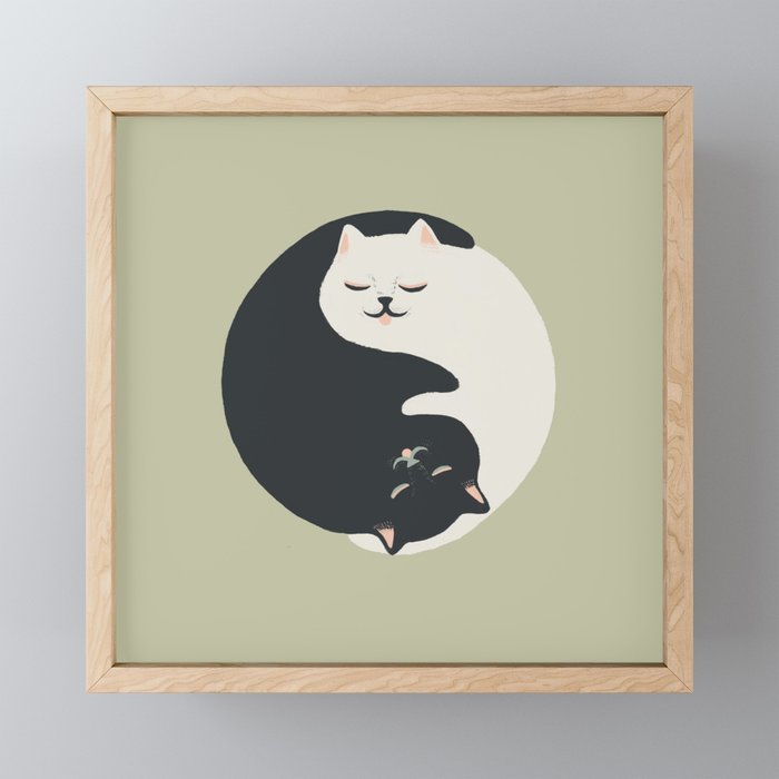 Hidden cat 26 yin yang hug Mini Art Print