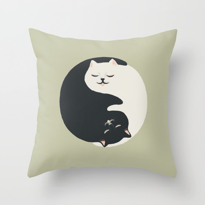 Hidden cat 26 yin yang hug Throw Pillow Gallery Image 6