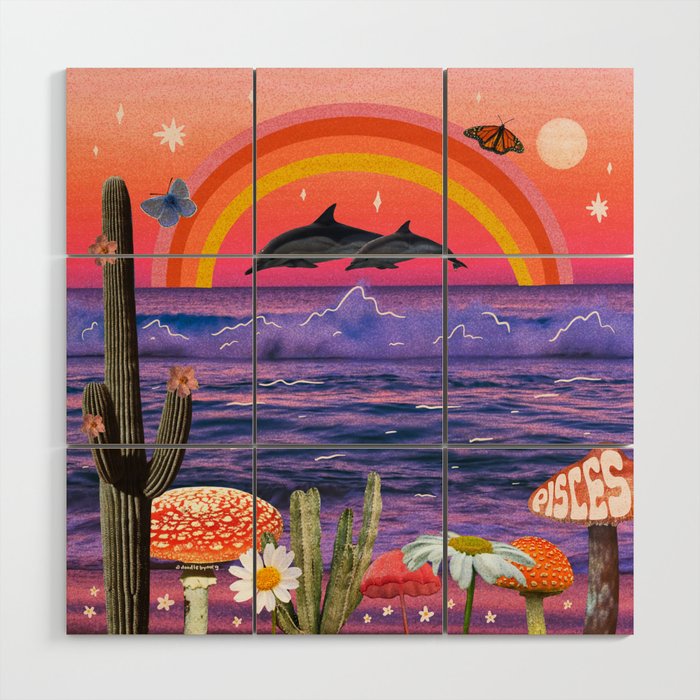 Pisces Collage Wood Wall Art Gallery Image 1